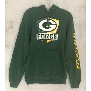 Green Bay Packers Mens Small Hoodie G-FORCE Proud to Be Loud on Sleeve NFL Green